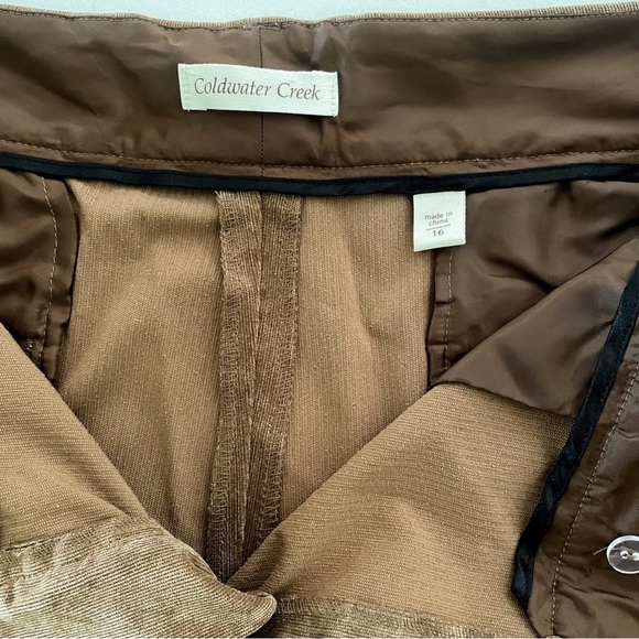 Coldwater Creek Velvet Wide Leg Trousers Size 16 Brown - Picture 5 of 6